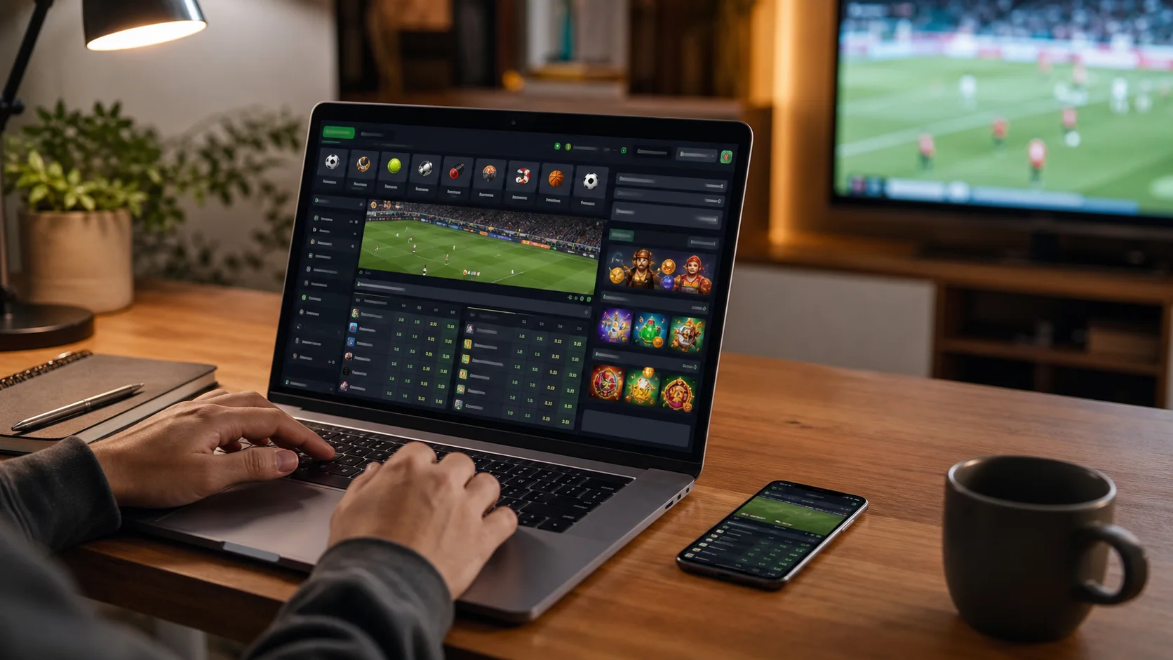 Plataforma rubyfortune em notebook e celular com apostas esportivas e cassino online